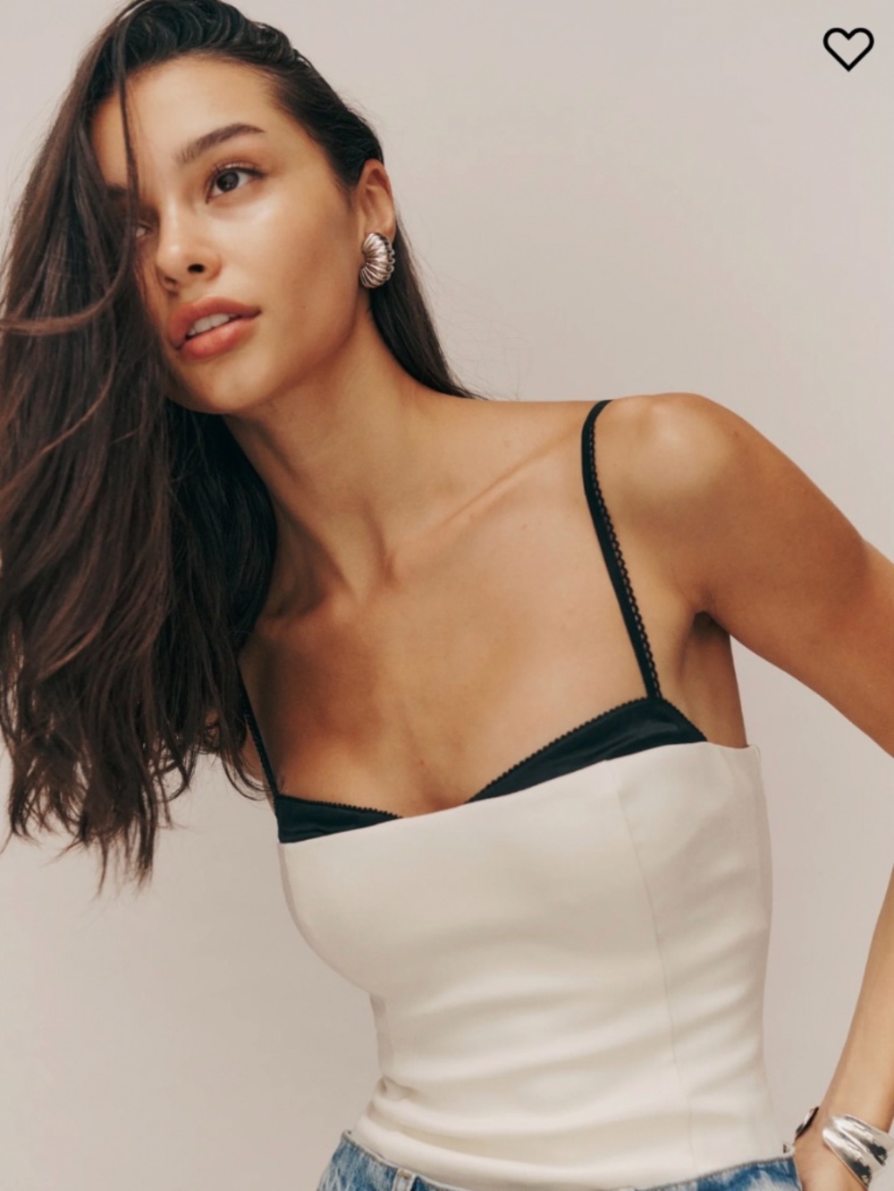Reformation Melanie Top | Ivory Contrast Trim Corset Tank | Size 0